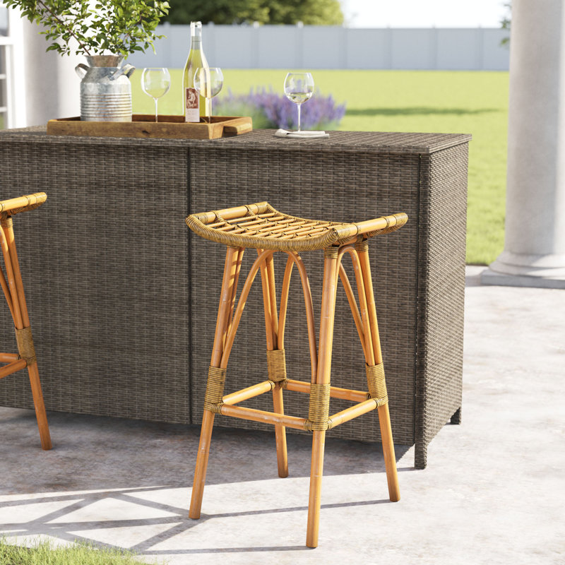 Alvah Wicker/Rattan Backless Bar & Counter Stool & Reviews Birch Lane
